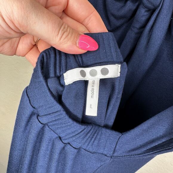 NWT Three Dots Luxe Tie Back Side Slit Night Iris Navy Ci Midi Dress Large - Picture 9 of 16